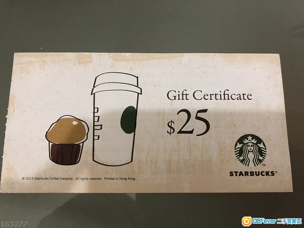 starbucks gift certificate coupon 现金券 $25 x 4
