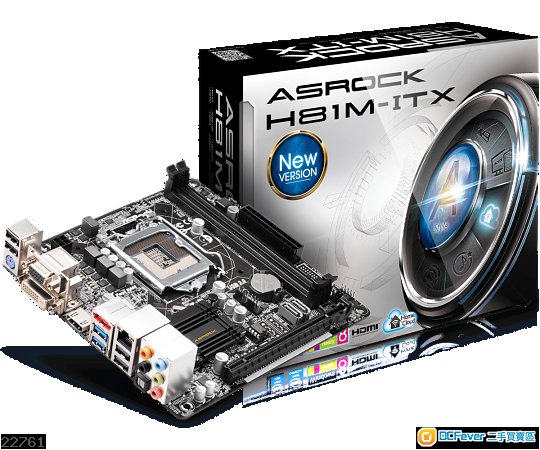95% new asrock h81m-itx with back board