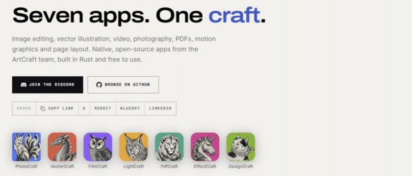 免費開源版 Adobe Creative Cloud？ArtCraft 一口氣挑戰 7 款創作軟件