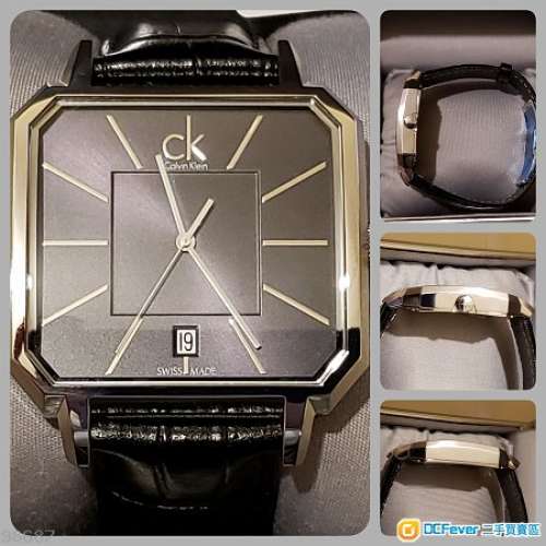 swiss made calvin klein quartz watch ck 全新 皮带石英手表 银钢