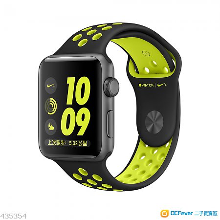 100% New Apple Watch Nike+,42 mm太空灰配螢光黃 Nike 運動錶帶