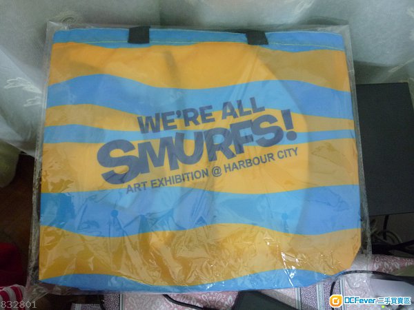 Smurf 藍精靈 海港城 沙灘袋及套裝, 包括沙灘蓆, 毛巾在內, 另加送智多星 Brainy 手扇