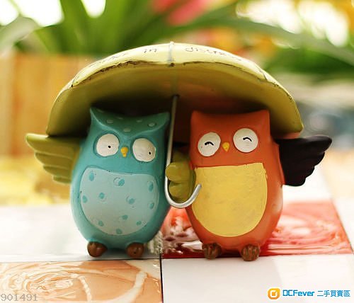 全新zakka 撐傘貓頭鷹擺件 樹脂 撐傘 雨傘 打傘情侶 創意工藝品 家居飾品 擺設 婚禮佈置 櫥窗 生日禮物