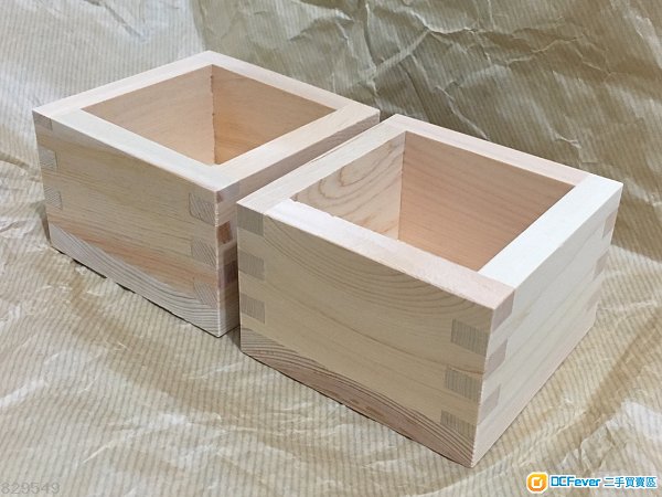 【全新】日本清酒方形木製杯兩隻