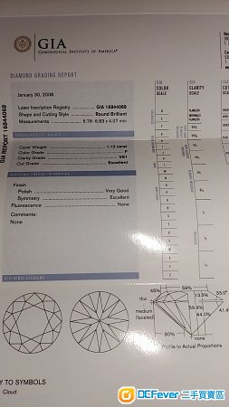GIA F 1.12 carat VS1 diamond 有鐳射認證 鑽石