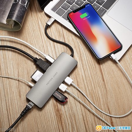 Pepper Jobs TCH-6 Ultra USB-C Digital AV Multiport & Network Hub Adapt
