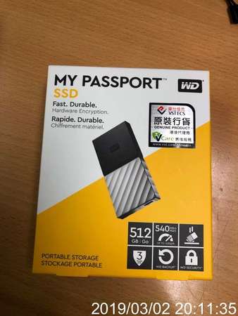 全新 WD MY PASSPORT SSD 512GB TYPEC PORTABLE STORAGE