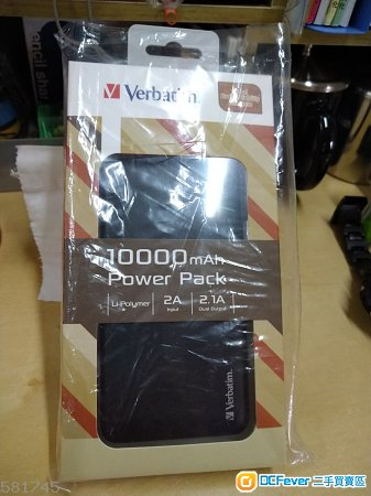 Verbatim 10000mAh 2.1A dual Output 黑色 100%