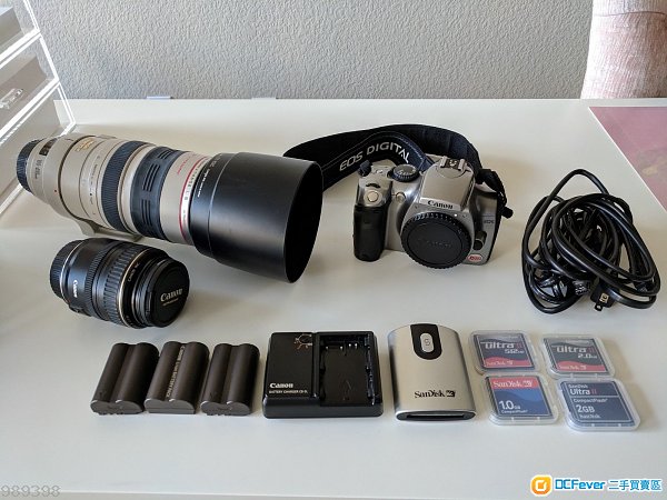 Canon EOS Digital Rebel Camera with 28 - 105 mm lens and 100 - 400 mm