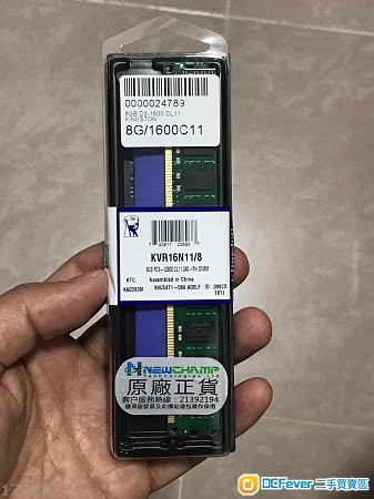 Kingston DDR3, 8GB D3-1600 CL11, 100%全新