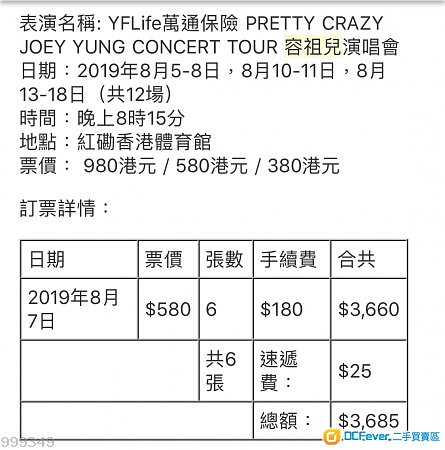 容祖兒演唱會2019(建行優先飛)