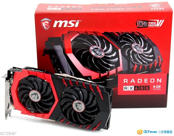 新淨 MSI RX480 8GB GDDR5 (有單有盒有保養, 非礦卡)