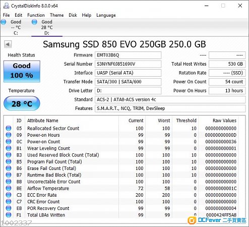 Samsung 850 EVO 250GB SSD SATA 2.5"
