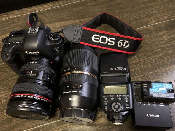 Canon 6D kit (24-105 IS) + 430EX II + Tamron 70-300  VC USD