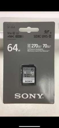 全新水貨 SONY SF-E 系列 UHS-II SD 記憶卡 64GB 高速卡 (支援4K)
