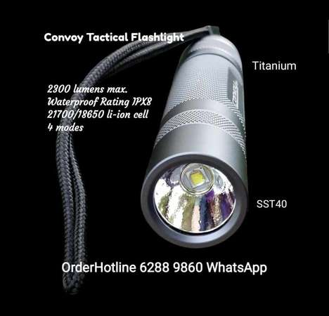 戰術強光電筒2300流明.可兼容21700或18650鋰電池. Tactical Flashlight. Rechargeable