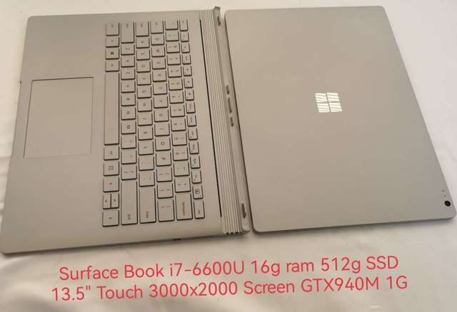 16g板載 Surface Book i7-6600U 16g ram 512g SSD 13.5" Touch 3000x2000 Screen GTX940