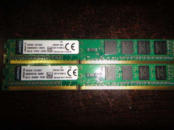 kingston 4G x2 共8GB Desktop Ram DDR3 1600