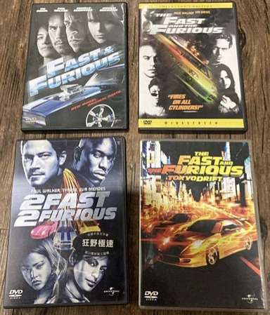 原裝香港正版 三區 DVD 電影 狂野極速 1,2 東京漂移 Paul Walker Fast & Furious movies *中文字幕