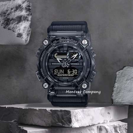Montres Company香港註冊公司(28年老店) 卡西歐 CASIO G-Shock 黑灰透明錶帶 七年電池 超大錶徑 GA-900SKE-8A 現貨