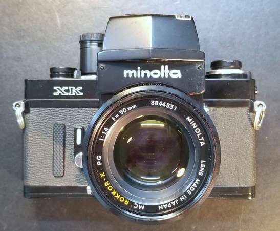 Minolta XK 黑機自動曝光觀景器( 只可用作觀景，不能測光，不能自動)50mm1.4 MC Rokkor-X PG 標準鏡