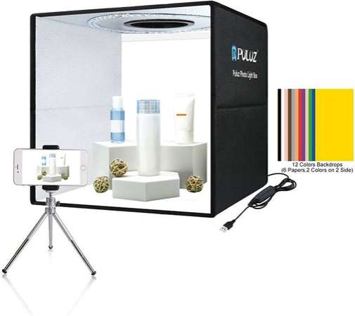 Photo Studio Box, PULUZ (Large 40x 40cm)Foldable Lightbox with LED Ring Light