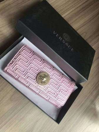 Versace粉色長銀包