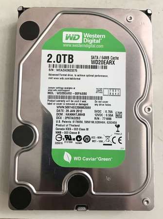 WD Green 2TB  SATA III  3.5吋 硬碟 HDD *留意內文