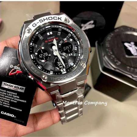 Montres Company香港註冊公司(26年老店)卡西歐 CASIO G-Steel 光動能 不鏽鋼錶帶 超大錶徑 GST-S110D-1A 兩款色有現貨