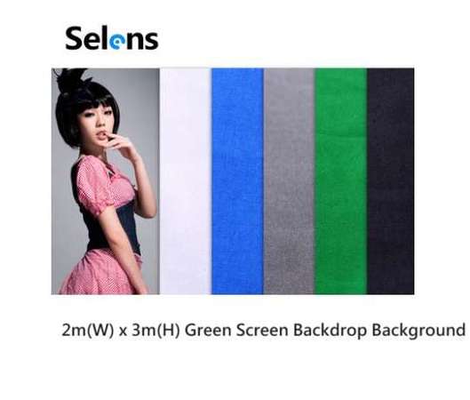 Selens 2m(W) x 3m(H) Green Screen Backdrop Background  無縫棉質攝影背景布 (龍門架用)