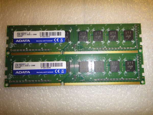Desktop Ram A-Data 4Gx2 共8GB DDR3 1600  單面