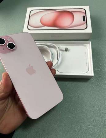 100 %New iPhone 15 Plus 128GB 粉紅色 行貨，電池效能100%自用首選超值
