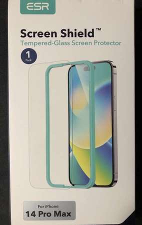放全新 iPhone 14 Pro Max ESR Tempered-Glass Screen Protector 玻璃保護貼連安裝定位器