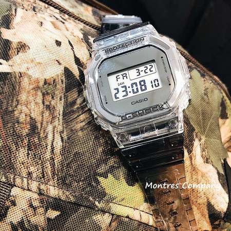 Montres Company香港註冊公司(28年老店) 卡西歐 CASIO G-Shock DW-5600SK-1 冰韌系列 經典款 銀灰色 透明錶帶 有現貨