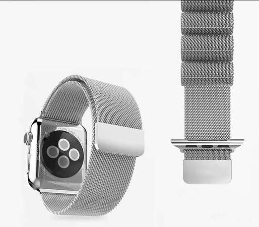 Apple Watch 44/45mm 銀色不鏽鋼織錶帶 SE/4/5/6/7代通用