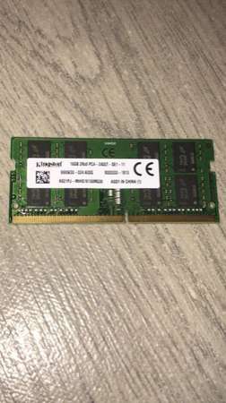 Kingston DDR4 16GB PC-2400T-SE1-11 Notebook Ram (雙面)