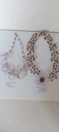 一手兩條淡水珍珠/粉晶晚裝頸鏈，共售380元,單條價如照片顯示。no.B27.3.24
