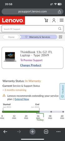 Lenovo thinkbook 13s G2 ITL with warranty