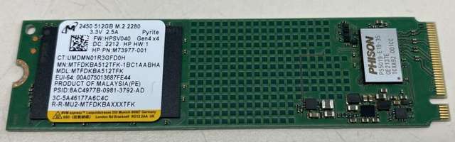 micron 2450 512GB PCIe Gen 4 NVMe M.2 2280