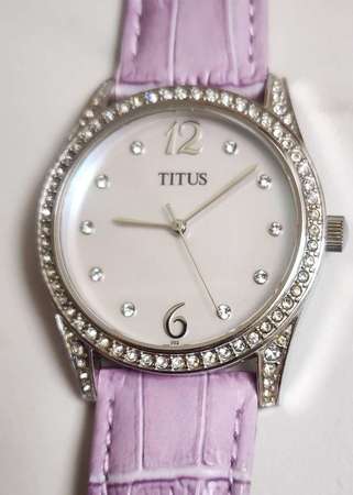 Titus 女裝手錶 水晶錶圈 真皮錶帶