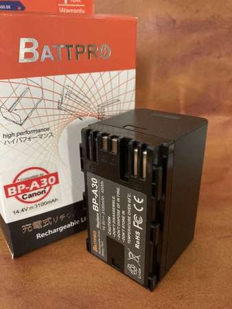 BATTPRO BPA30 BP-A30電池合Canon EOS C70, EOS C300 Mark lll, C200,C200B Cinema專用一年保用