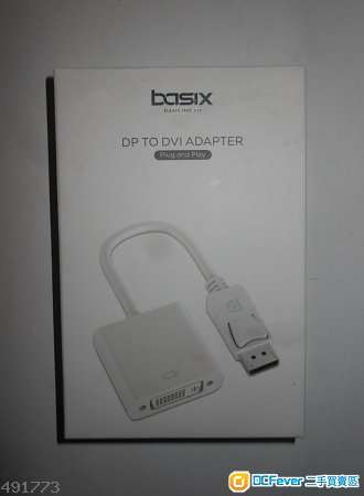 Basix DisplayPort 轉 DVI 轉換器(全新).