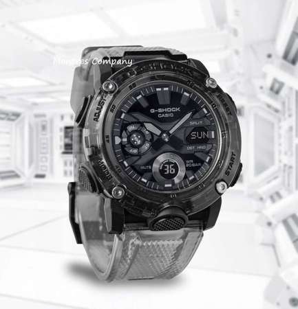 Montres Company 香港註冊公司 (28年老店) CASIO G-SHOCK 卡西歐 透明錶帶 黑灰色 GA-2000SKE-8A 十款色有現貨