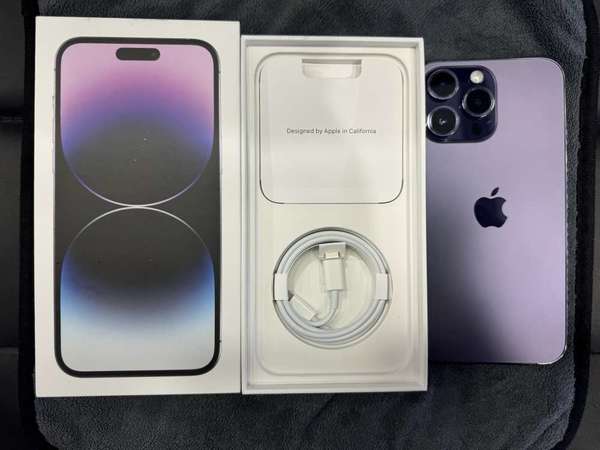 99%New iPhone 14 Pro Max 512GB 紫色 香港行貨 AppleCare+ 保養到2024年12月2日 電池效能98% 全套有盒有配件