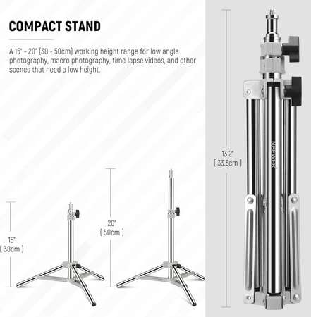 NEEWER 80cm Photography Light Stand, Adjustable Stainless Steel Table Tripod 燈架