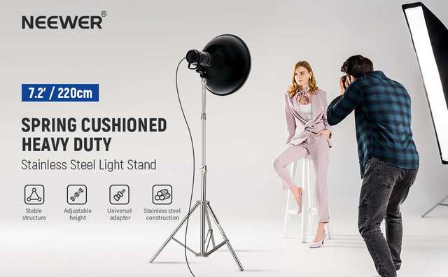 NEEWER 220cm Light Stand Stainless Steel Spring Loaded  不鏽鋼燈架 (ST-220SS)