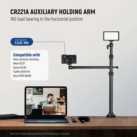 Neewer TL253A Tabletop Stand with CR211A Auxiliary Holding Arm 桌面橫臂俯拍專用横桿支架