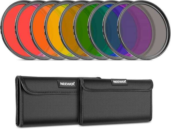 Neewer 9-Pack Full Color Lens Filter Kit (49mm - 82mm)