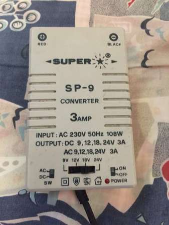 🔌 SUPER SP-9 AC-DC Converter Transformer 9/12/18/24v 3A USED 火牛 變壓器 🎬🎵