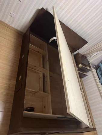 Walnut floor standing solid wood high box storage bed side opening air pressure